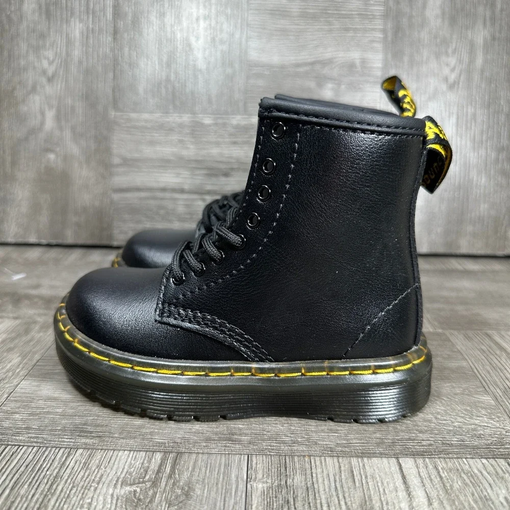 Dr. Martens 1460 Boots Kids 7 Toddler Black Leather Combat Side Zip NEW